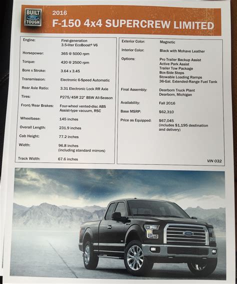 2016 ford f-150 specs